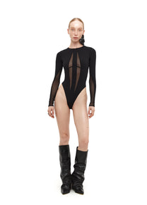 Bodysuit Rayline with Mesh in Black