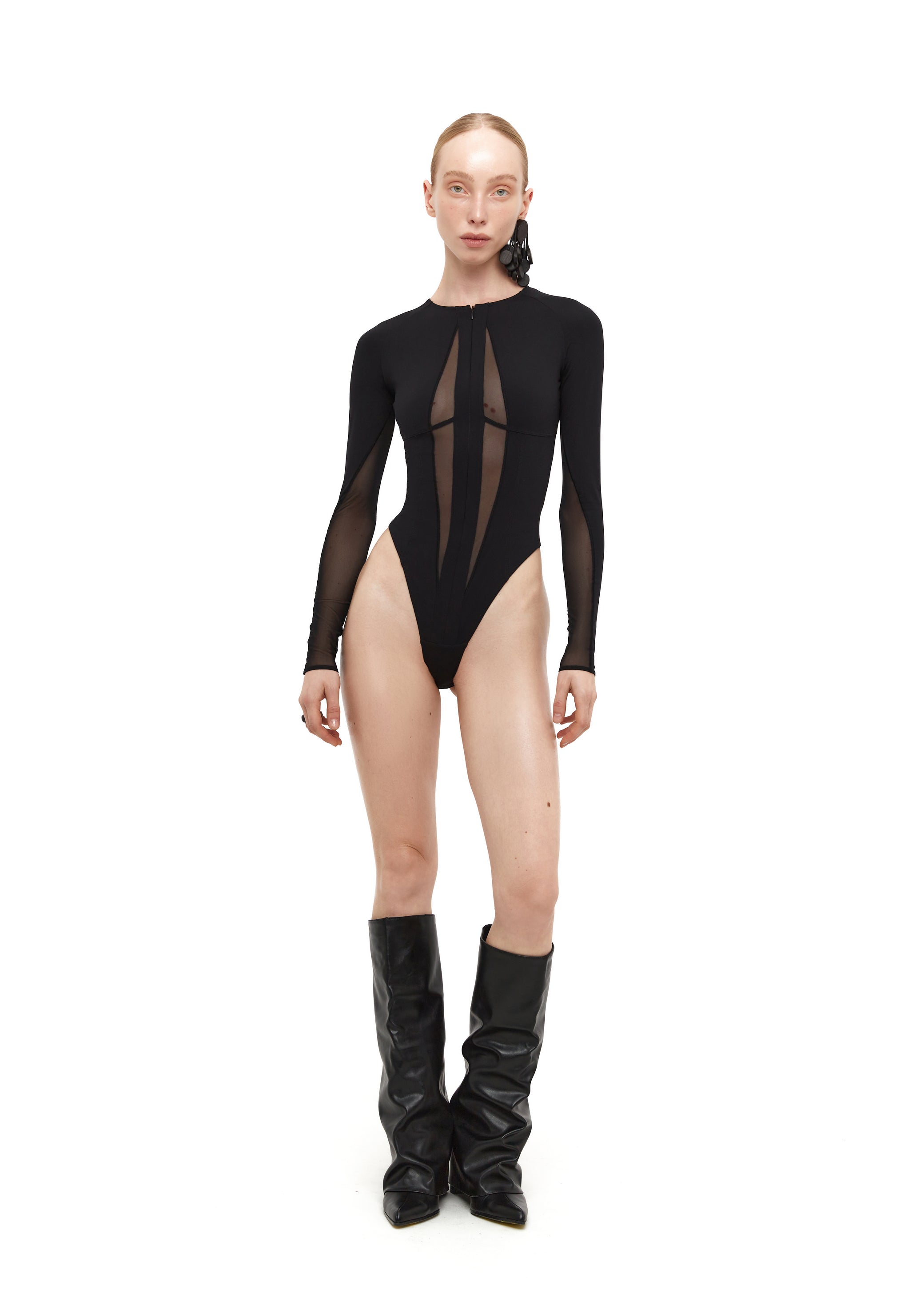 Bodysuit Rayline with Mesh in Black