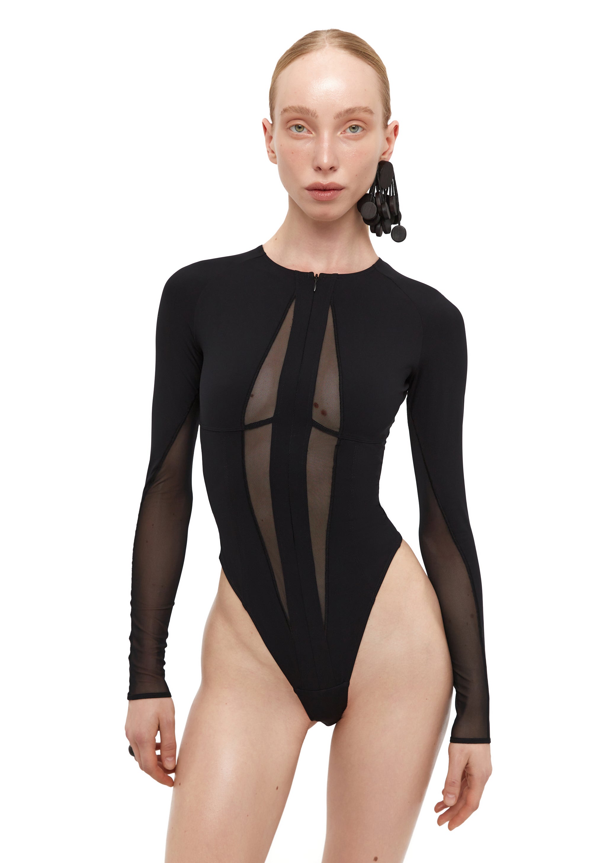 Bodysuit Rayline with Mesh in Black