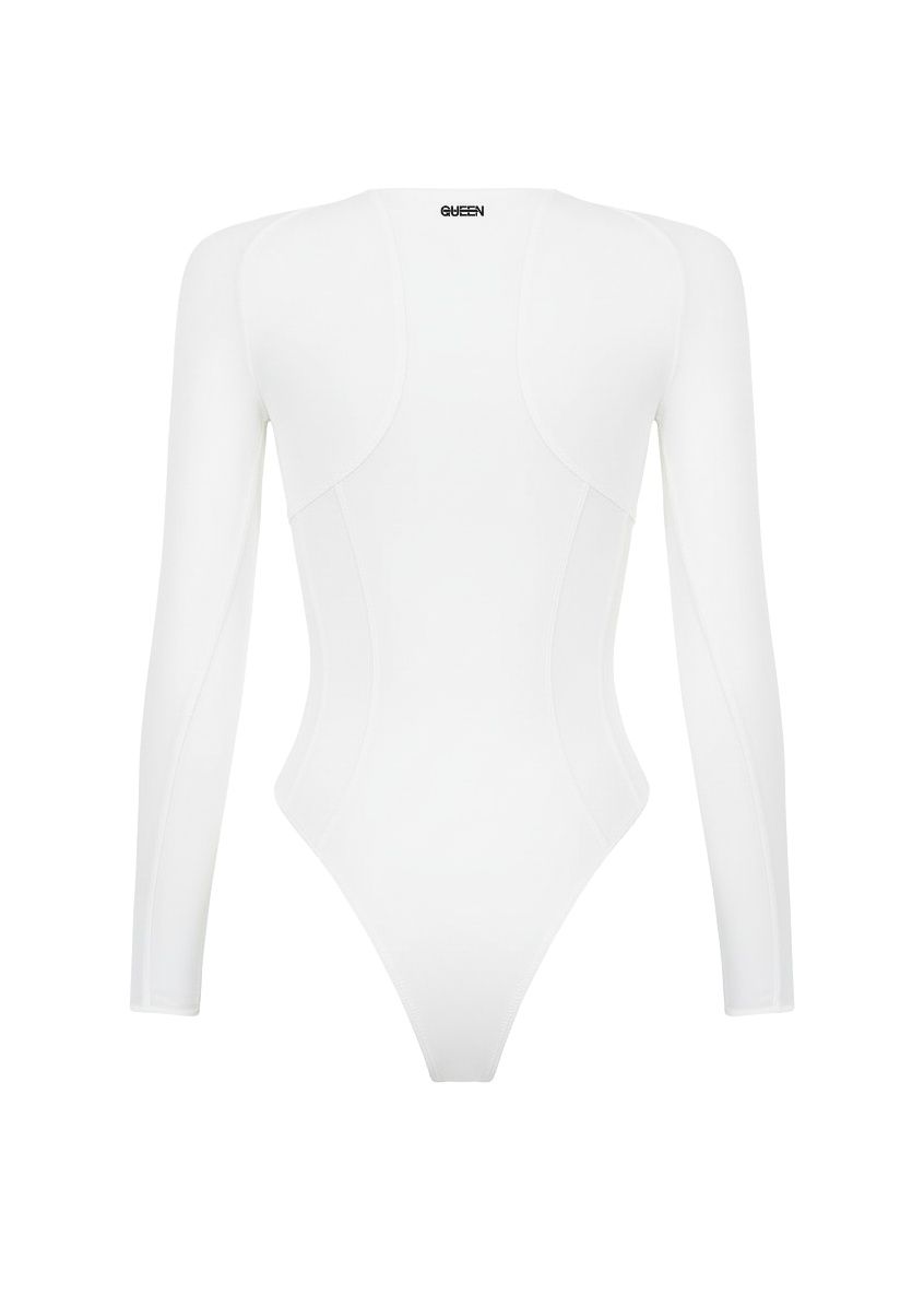 Bodysuit Rayline with Mesh in White